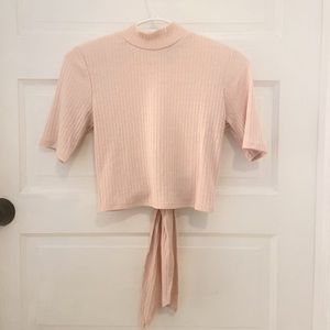 pink 3/4 sleeve open back top from forever 21